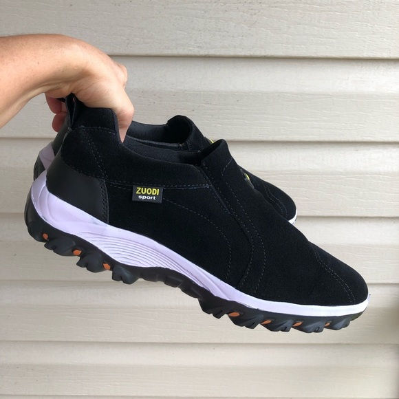 ZUODI Casual Loafers Breathable Flock Light Weight Slip On Black Shoes 12 - Picture 8 of 16